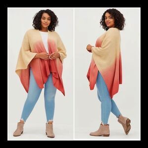 Torrid Dip Dye Ruana Knit Sweater - NWT - One Size Fits Most
